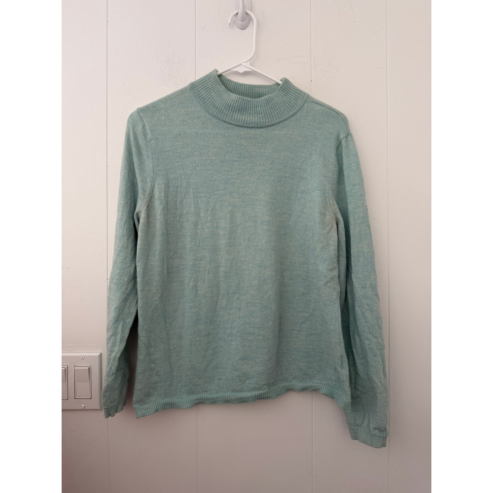 Pendleton 100% Merino Wool Mock Neck Sweater Seafoam Green Heather RN 29685
